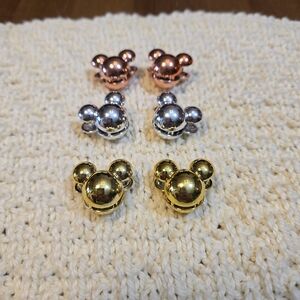 Mickey Mouse Set Of 6- Rose Gold, Silver, Gold Tiny Hair Clips